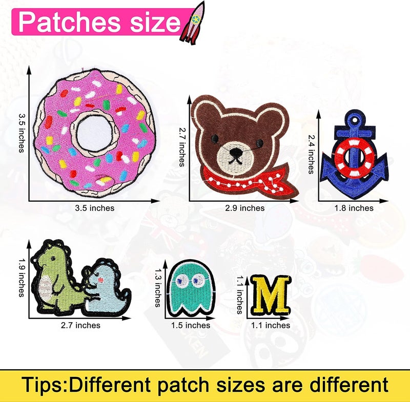 NICEVINYL Embroidered Iron-on Patches Applique: 72Pcs Random Assorted Decorative Patches Iron on/Sew on for Clothing Accessories - Image 3